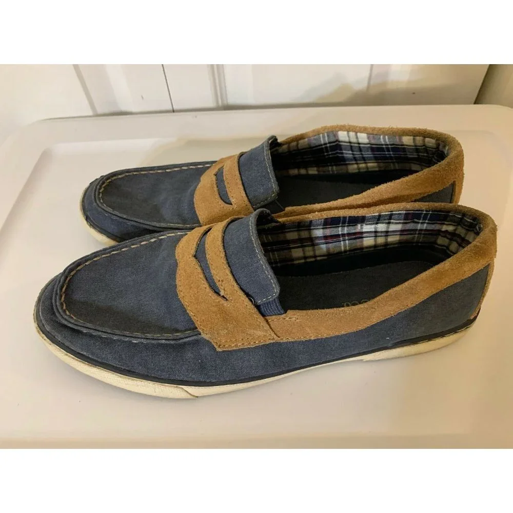 G H Bass Olsen Penny Loafer Shoe Men’s Sz 10 1/2 M‎ Blue Tan Slip On